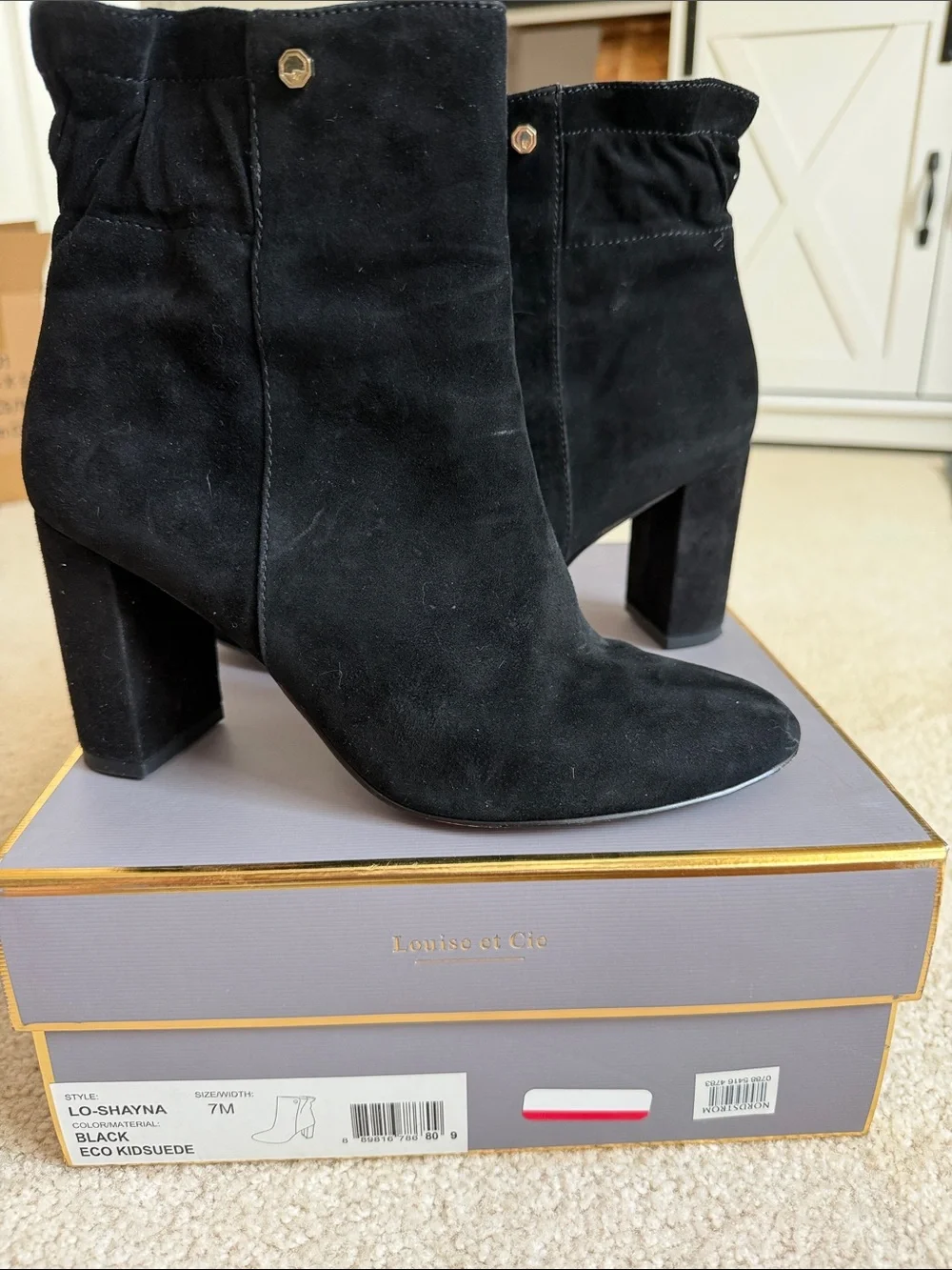 Louise et Cie Black Suede High Block Heel Ankle Boots